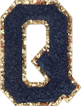 Glitzer-Buchstaben Aufnäher  – schwarz