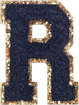 Glitzer-Buchstaben Aufnäher  – schwarz