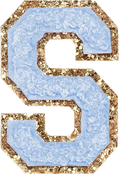 Glitzer-Buchstaben Aufnäher  – hellblau