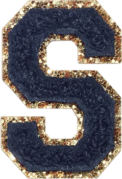 Glitzer-Buchstaben Aufnäher  – schwarz