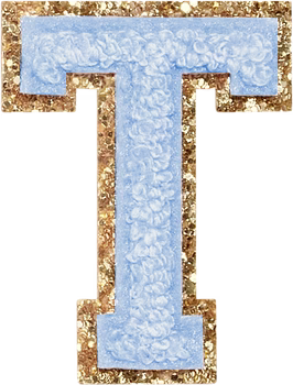 Glitzer-Buchstaben Aufnäher  – hellblau