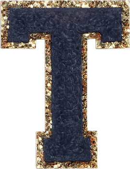 Glitzer-Buchstaben Aufnäher  – schwarz