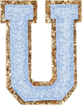 Glitzer-Buchstaben Aufnäher  – hellblau