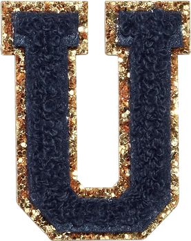 Glitzer-Buchstaben Aufnäher  – schwarz