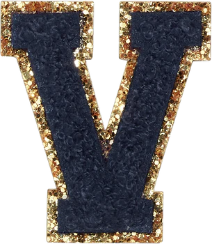 Glitzer-Buchstaben Aufnäher  – schwarz