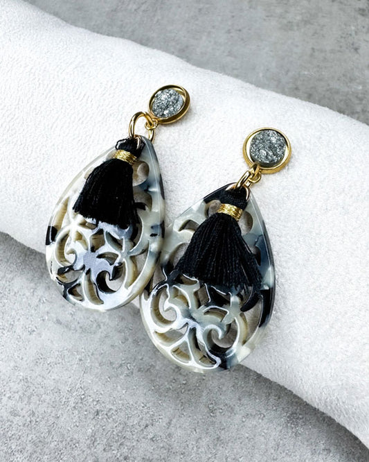 Ornament Ohrringe "Black & White" - 1 Paar