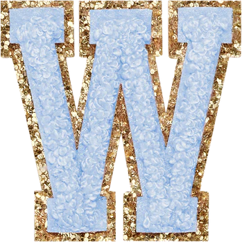 Glitzer-Buchstaben Aufnäher  – hellblau