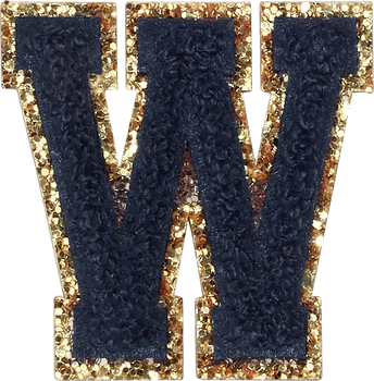 Glitzer-Buchstaben Aufnäher  – schwarz