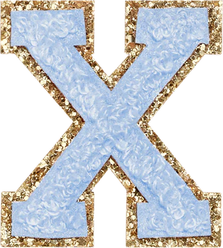 Glitzer-Buchstaben Aufnäher  – hellblau