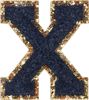 Glitzer-Buchstaben Aufnäher  – schwarz