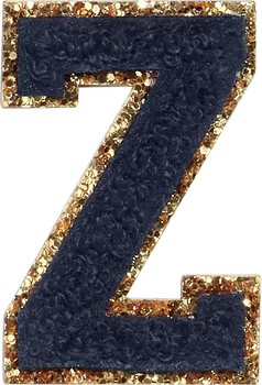 Glitzer-Buchstaben Aufnäher  – schwarz