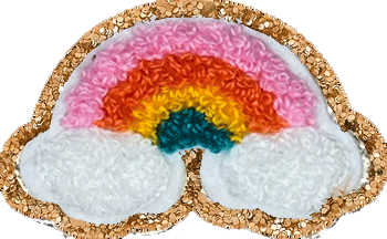 Glitzer Smileys und Regenbogen Aufnäher