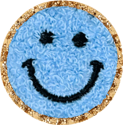 Glitzer Smileys und Regenbogen Aufnäher