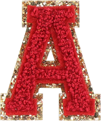 Glitzer-Buchstaben Aufnäher  – rot