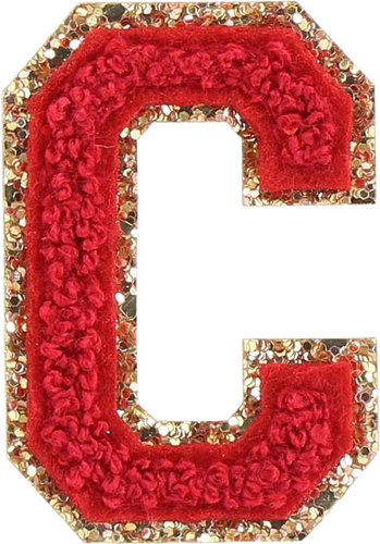 Glitzer-Buchstaben Aufnäher  – rot