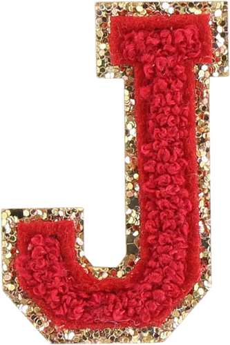Glitzer-Buchstaben Aufnäher  – rot