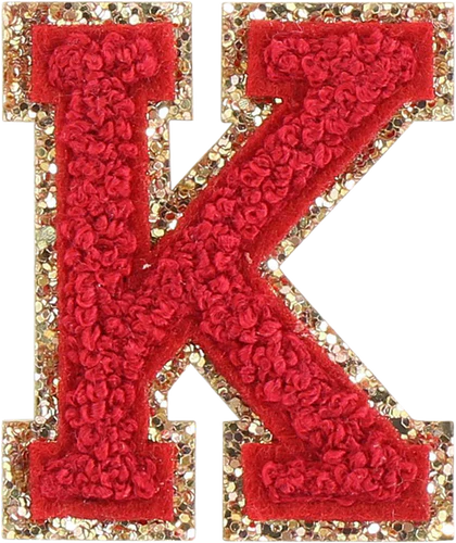 Glitzer-Buchstaben Aufnäher  – rot