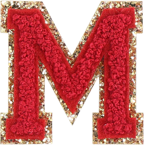 Glitzer-Buchstaben Aufnäher  – rot