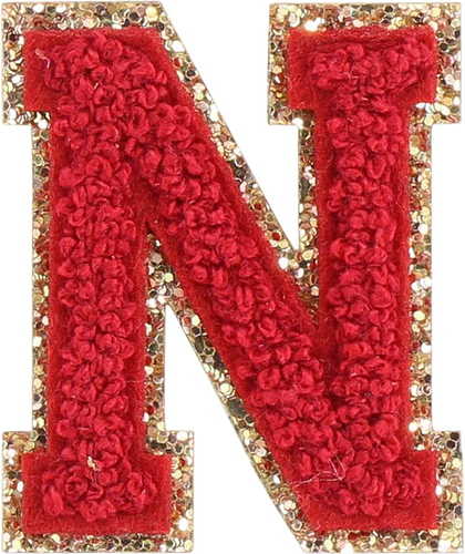 Glitzer-Buchstaben Aufnäher  – rot