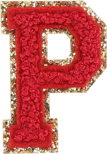 Glitzer-Buchstaben Aufnäher  – rot