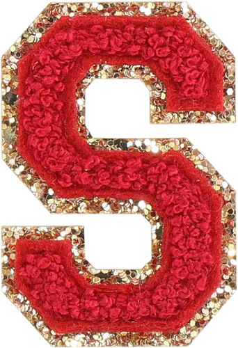 Glitzer-Buchstaben Aufnäher  – rot