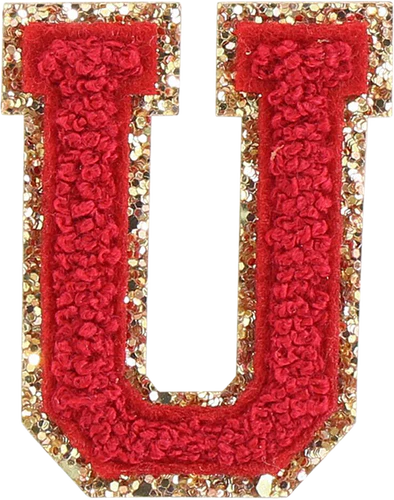 Glitzer-Buchstaben Aufnäher  – rot