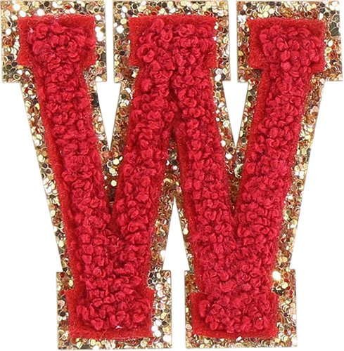 Glitzer-Buchstaben Aufnäher  – rot
