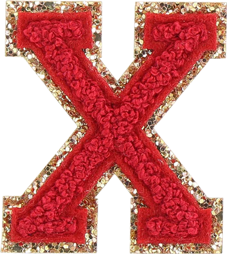 Glitzer-Buchstaben Aufnäher  – rot