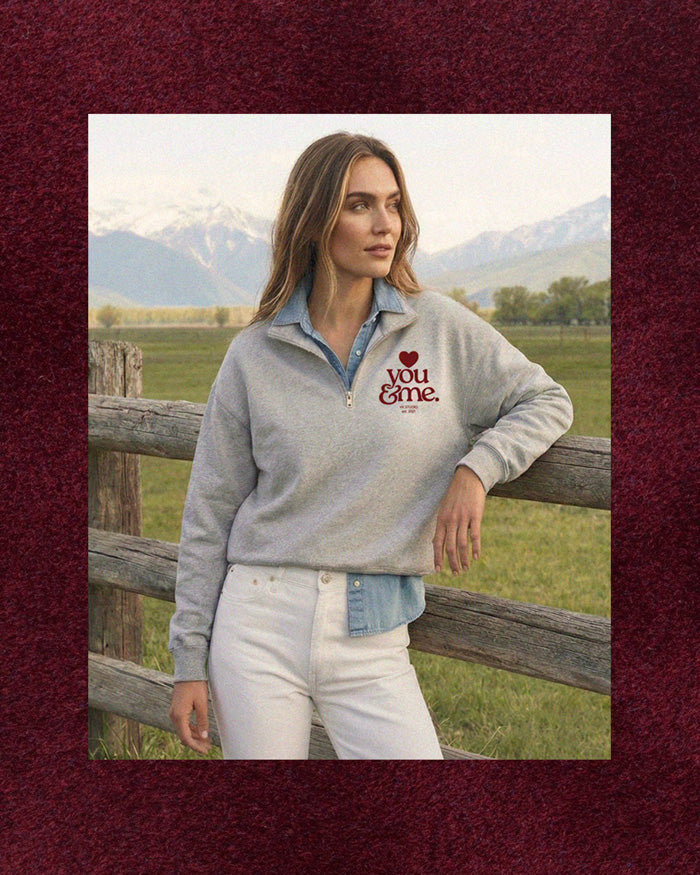 Hellgraues Zip Sweatshirt "You & Me"