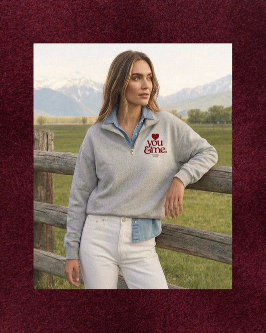 Hellgraues Zip Sweatshirt "You & Me"