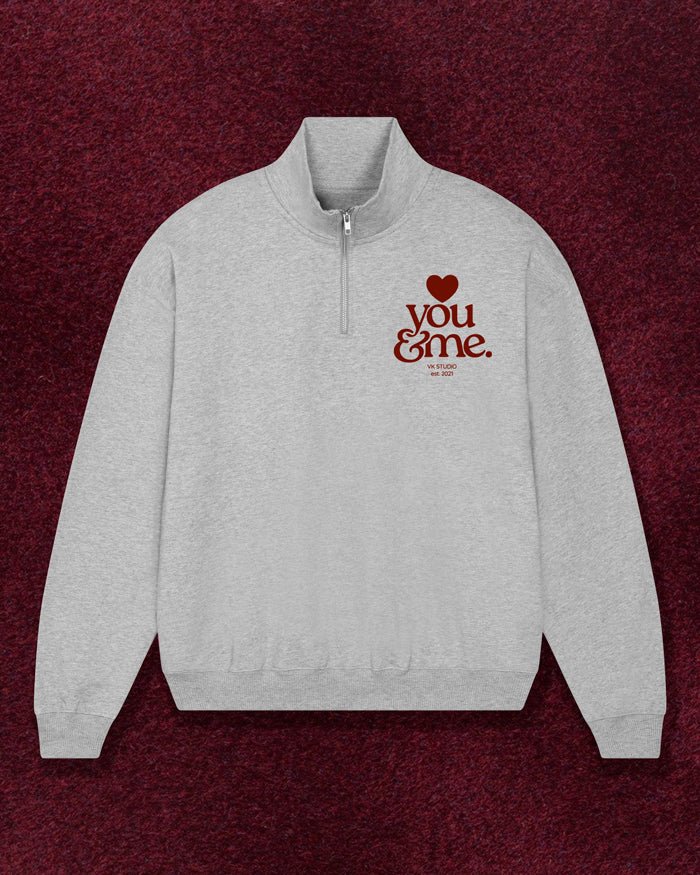 Hellgraues Zip Sweatshirt "You & Me"