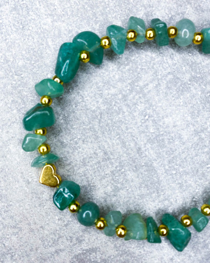 Healing Stone Bracelet "Aventurine & Heart"