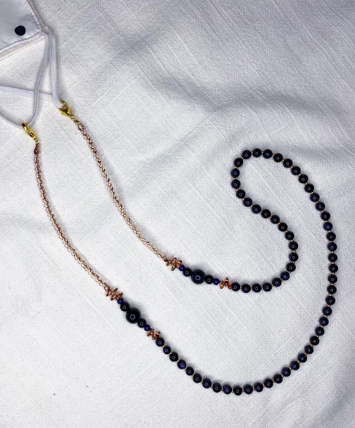 Glasses & face mask chain "Deep Blue"