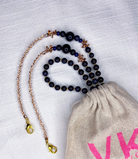 Glasses & face mask chain "Deep Blue"
