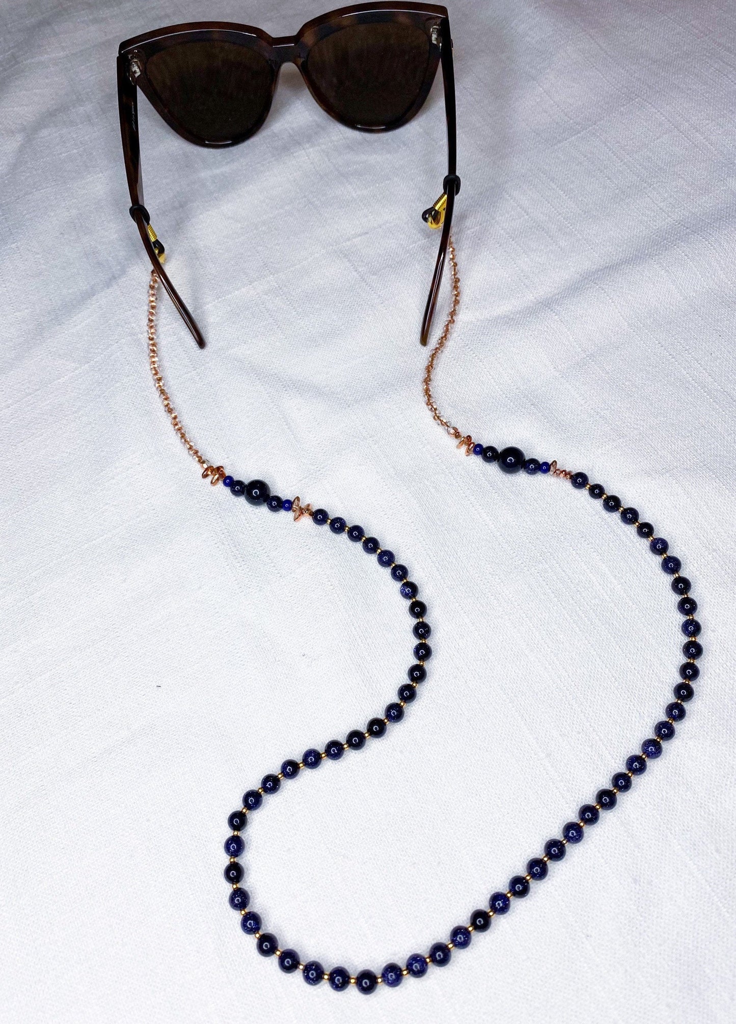 Glasses & face mask chain "Deep Blue"