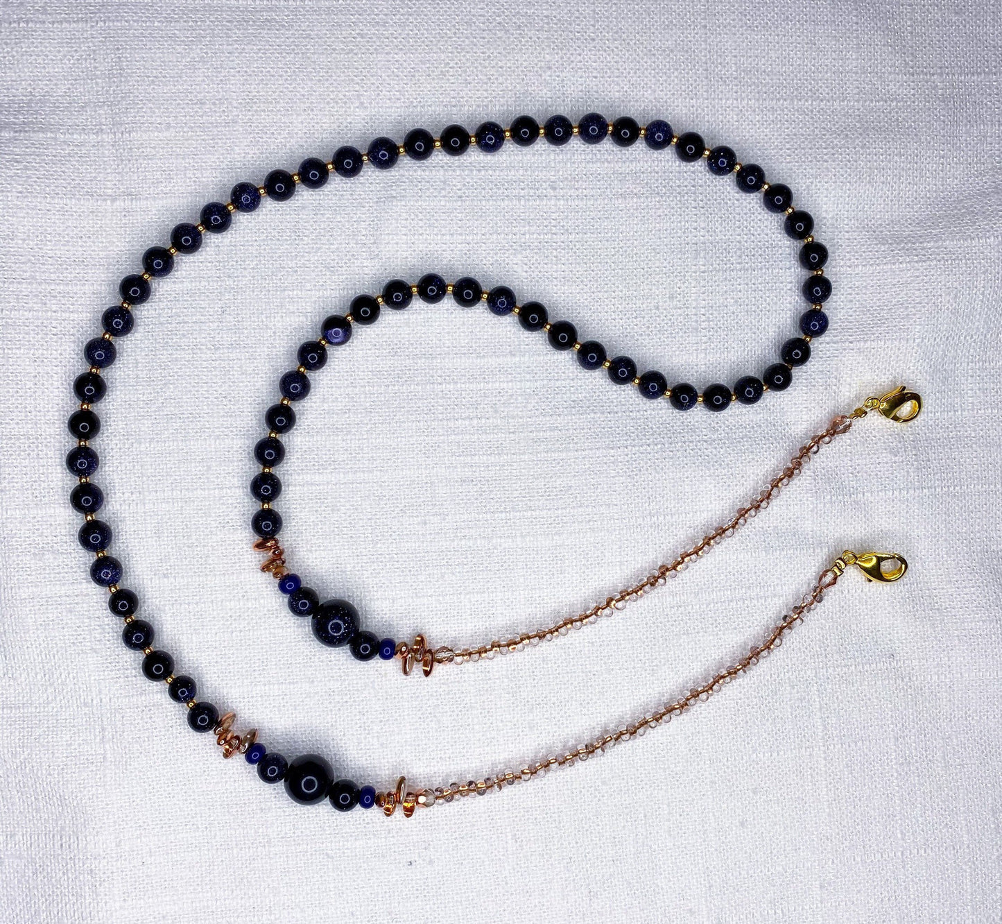 Glasses & face mask chain "Deep Blue"