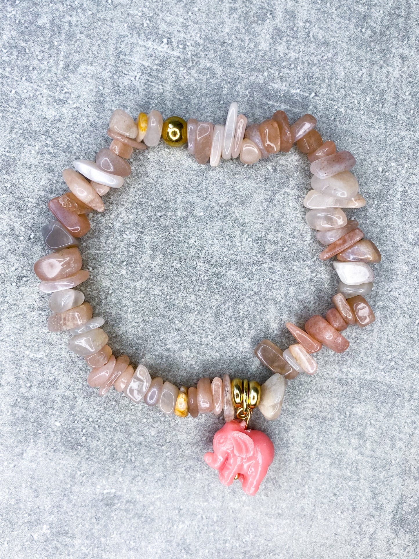 Healing Stone Bracelet "Sunstone & Elephant"