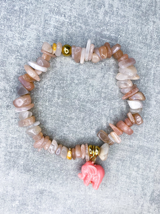 Healing Stone Bracelet "Sunstone & Elephant"