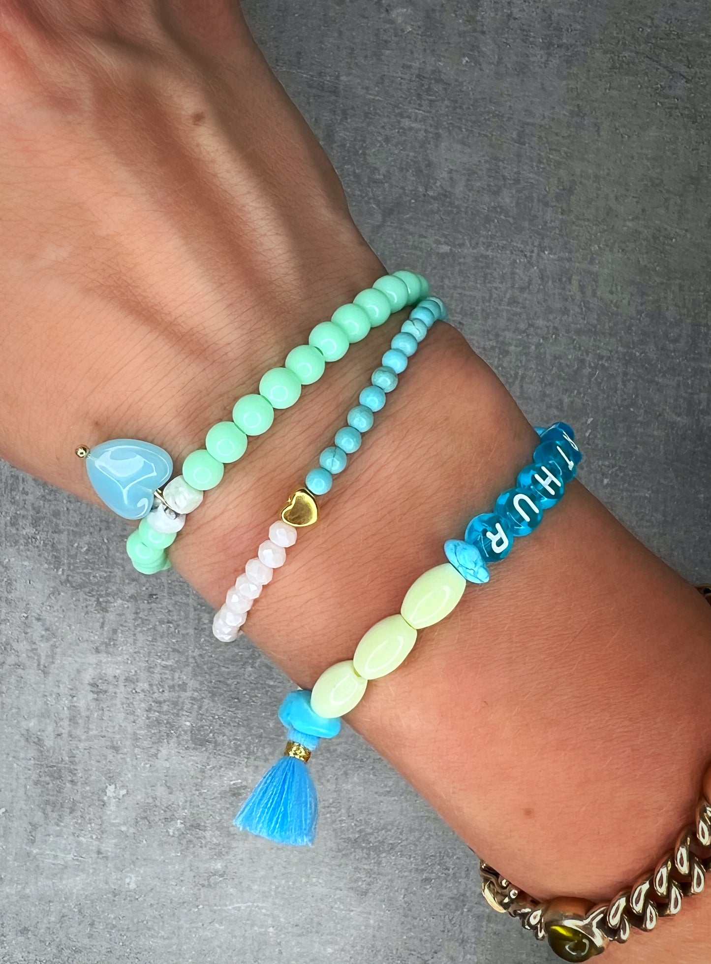 Heilstein-Armband, „Turquoise & Cream”