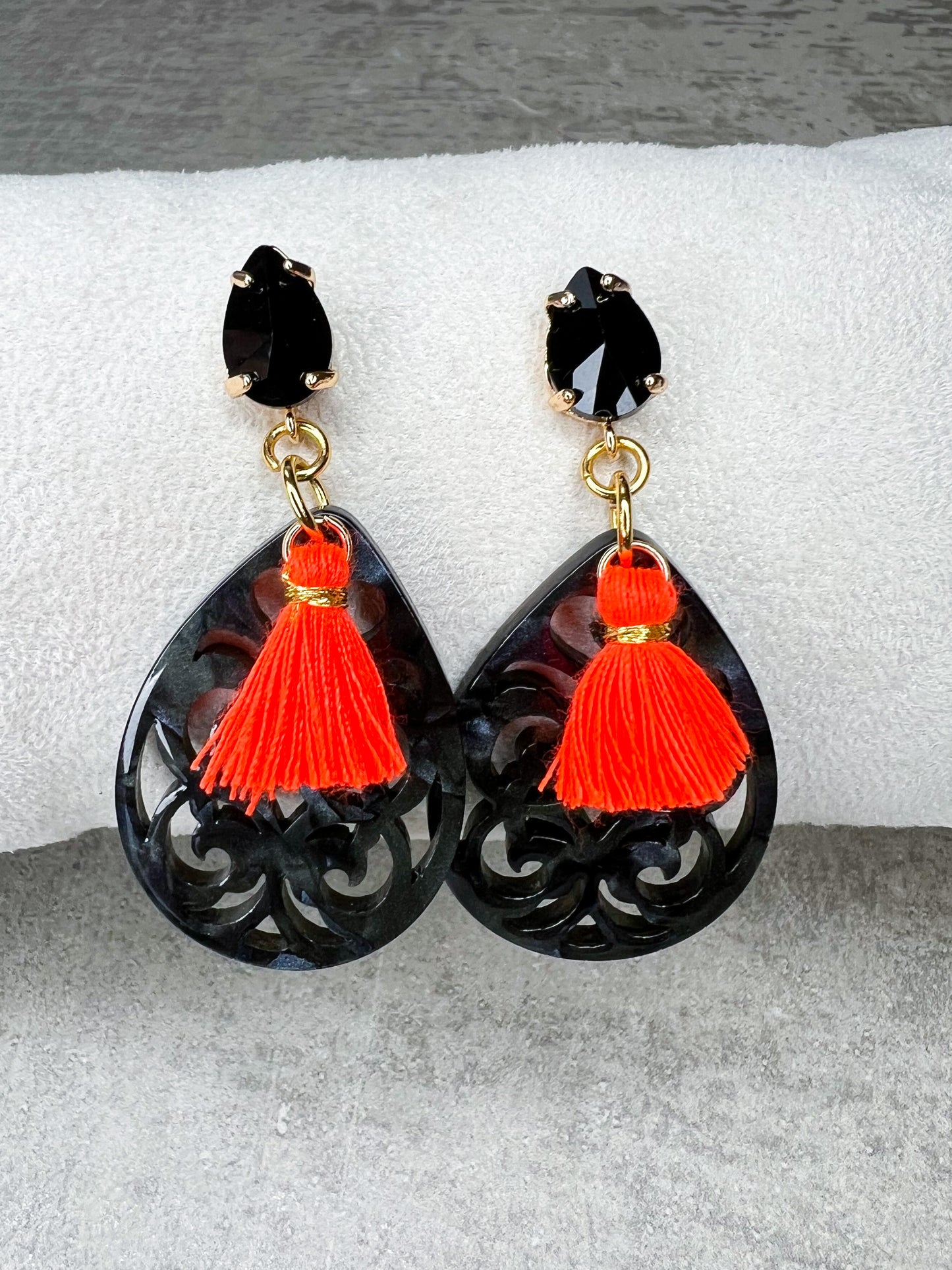 Ornament Ohrringe "Black Beauty" - 1 Paar