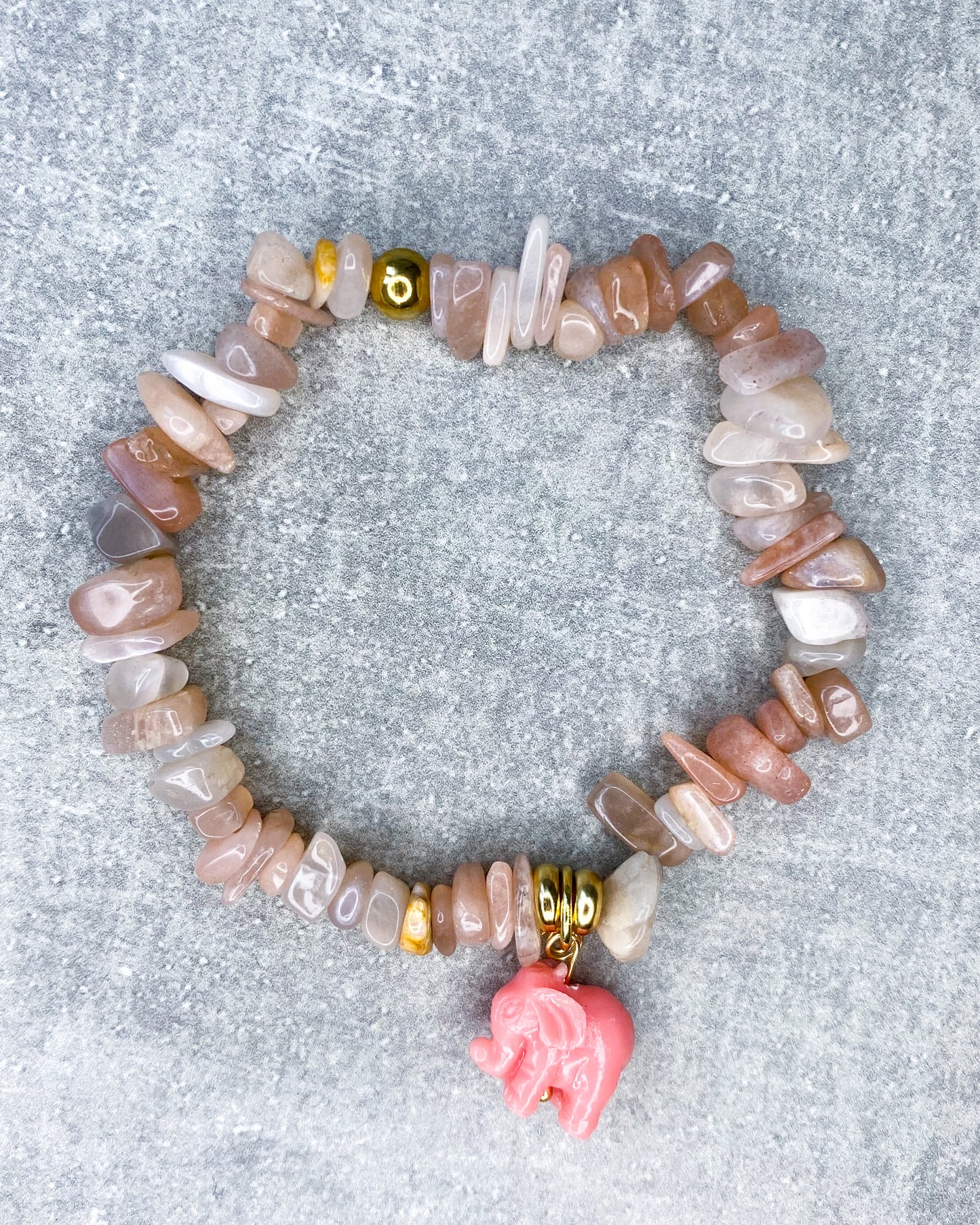 Healing Stone Bracelet "Sunstone & Elephant"