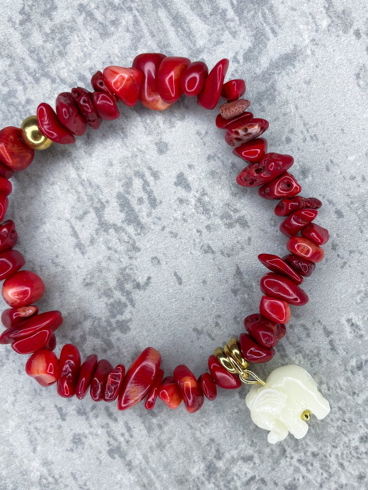 Foam coral bracelet with elephant