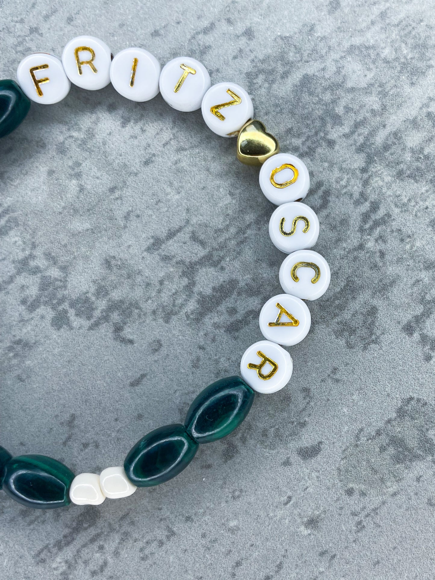 Personalized Malachite Bracelet with Heart & Tassel