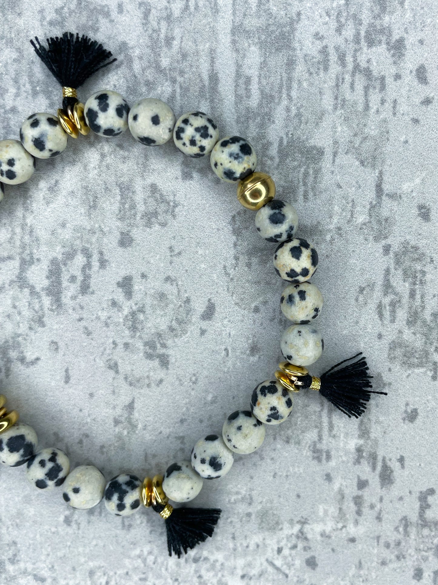 Healing Stone Bracelet, "Dalmatian Jasper & Heart Pendant”