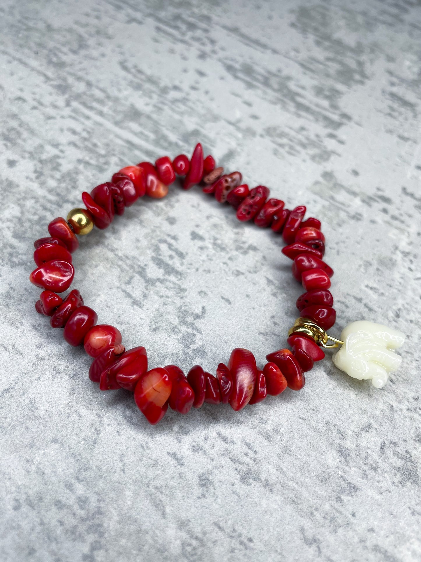 Foam coral bracelet with elephant