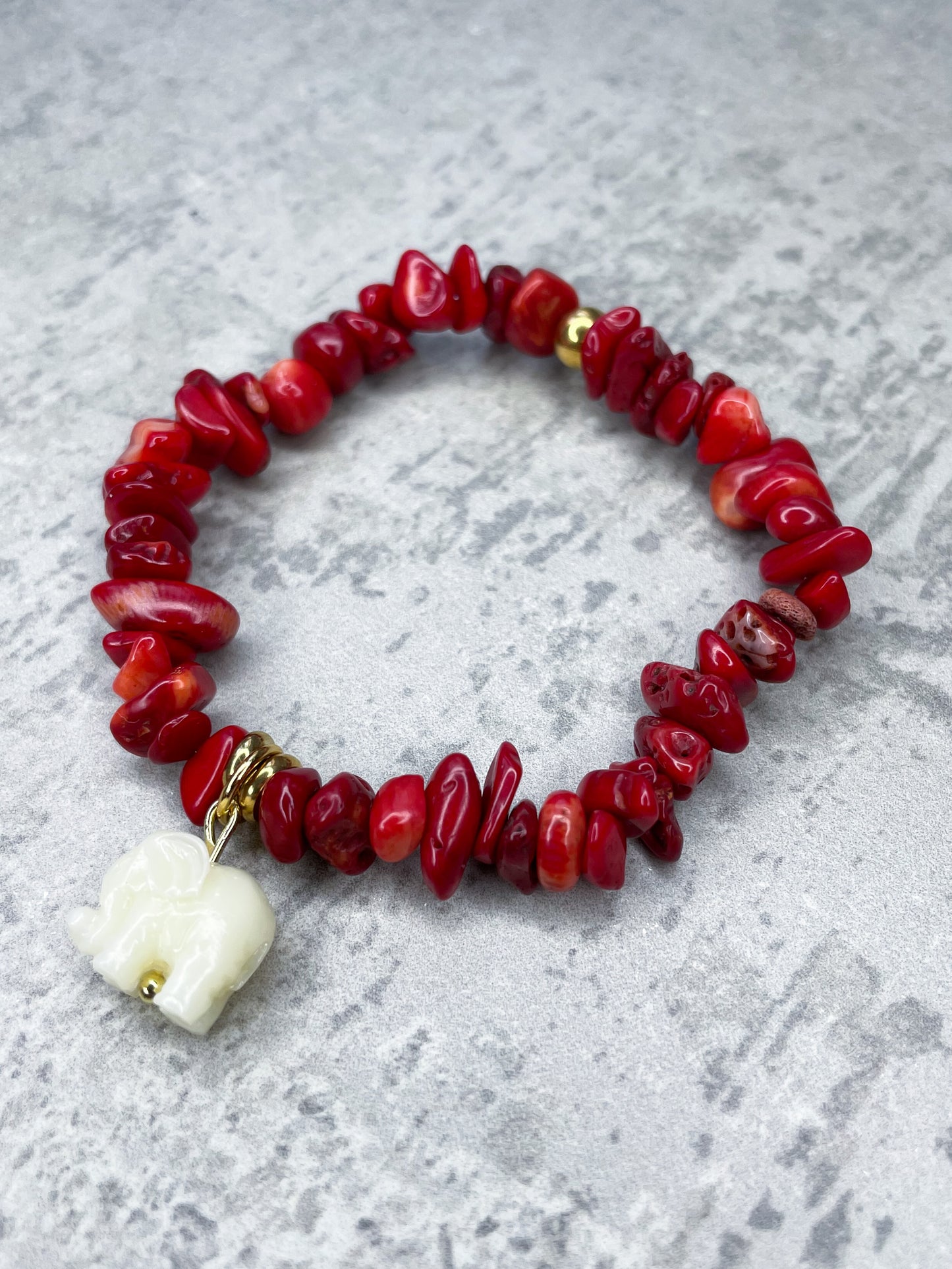 Foam coral bracelet with elephant