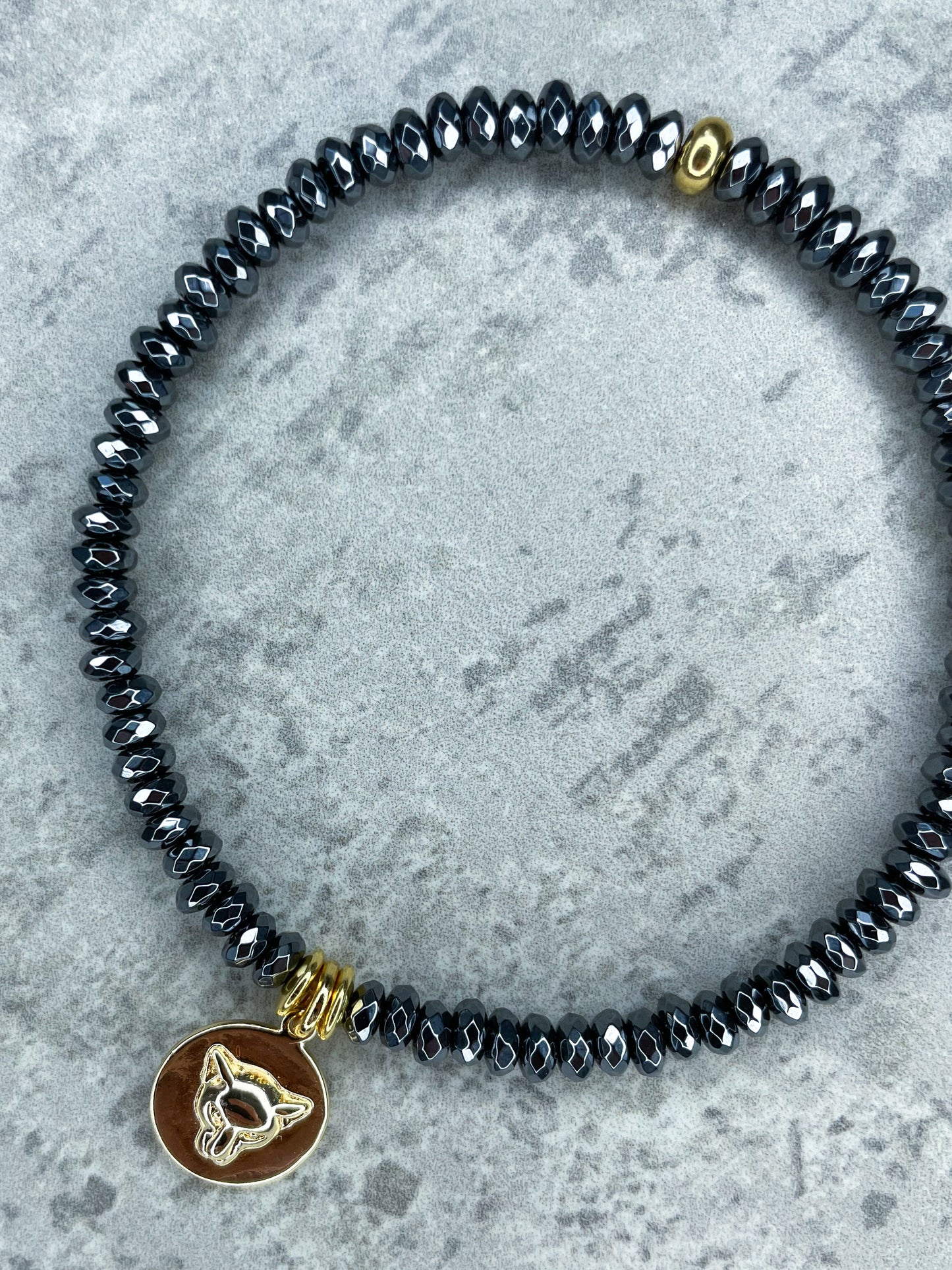 Healing Stone Bracelet, "Hematite & Panther”