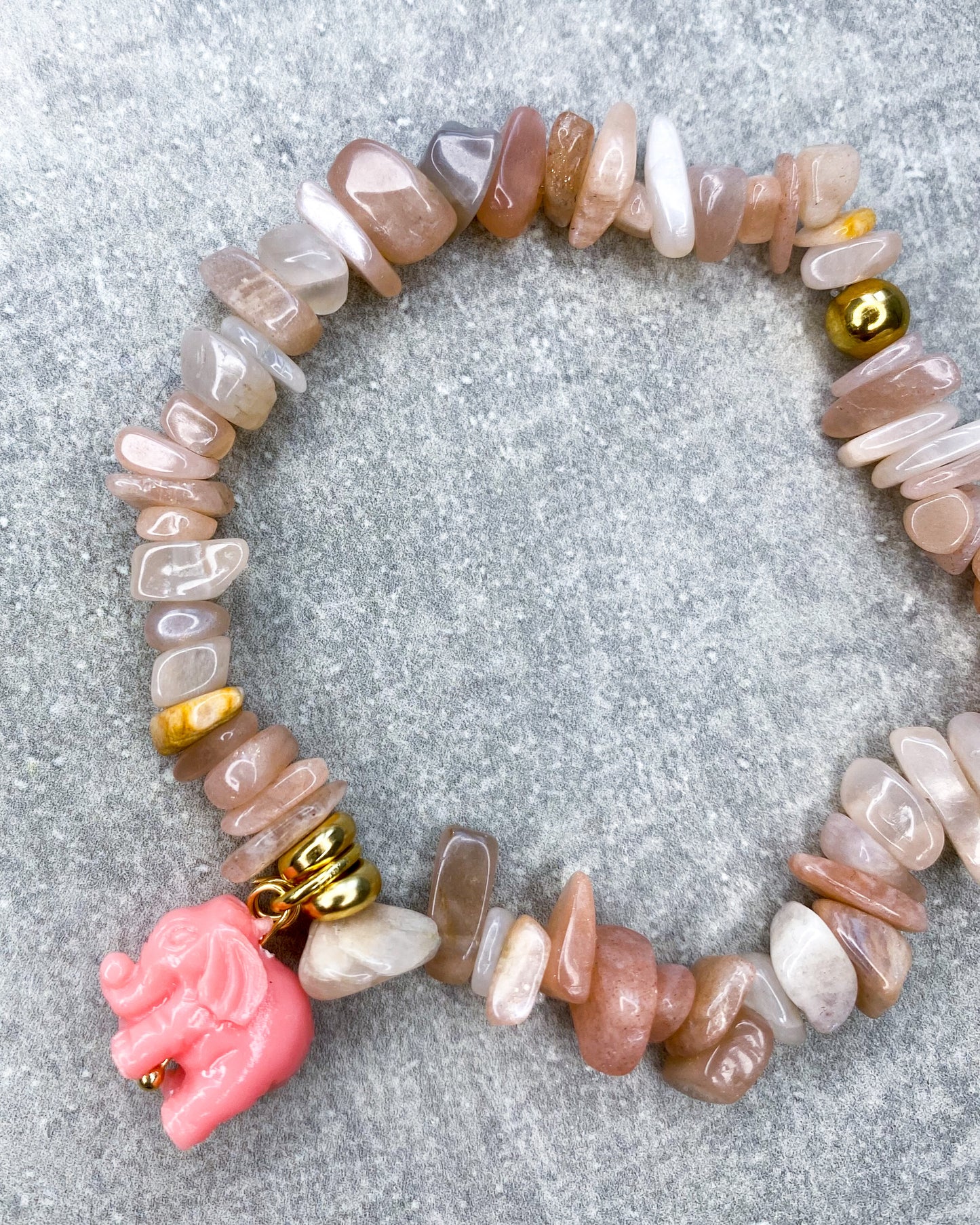 Healing Stone Bracelet "Sunstone & Elephant"