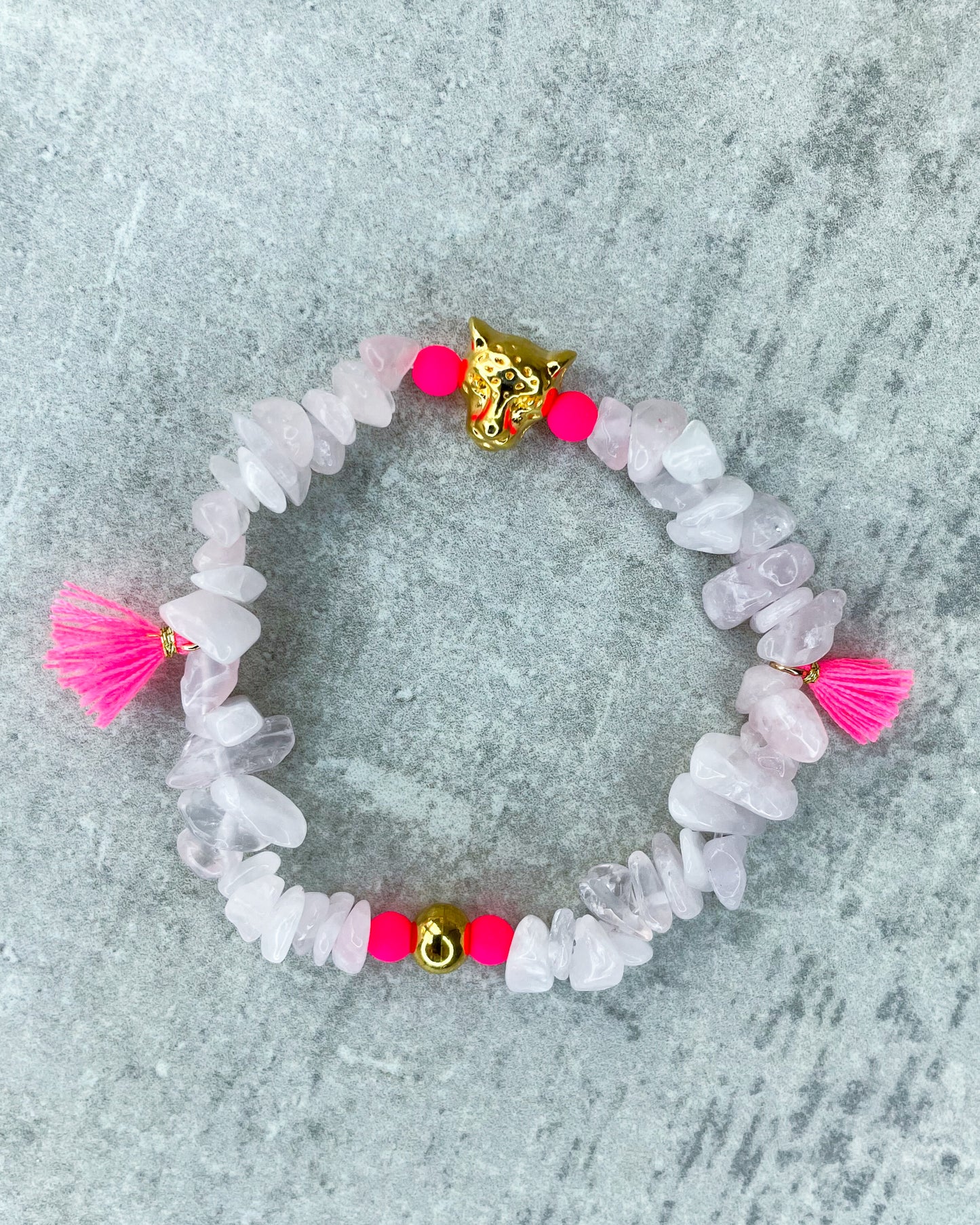 Healing Stone Bracelet "Rose Quartz Pink Panther"