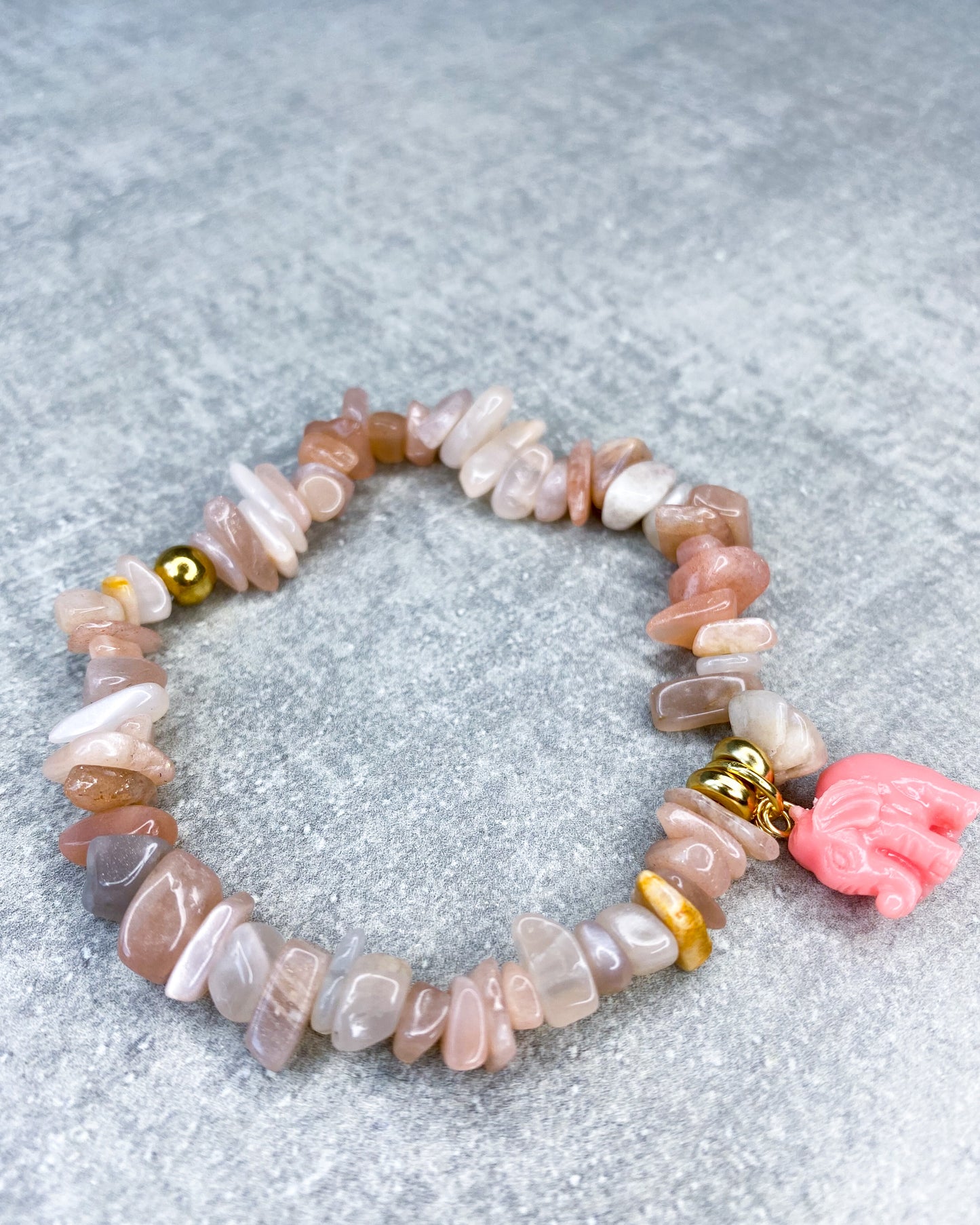 Healing Stone Bracelet "Sunstone & Elephant"